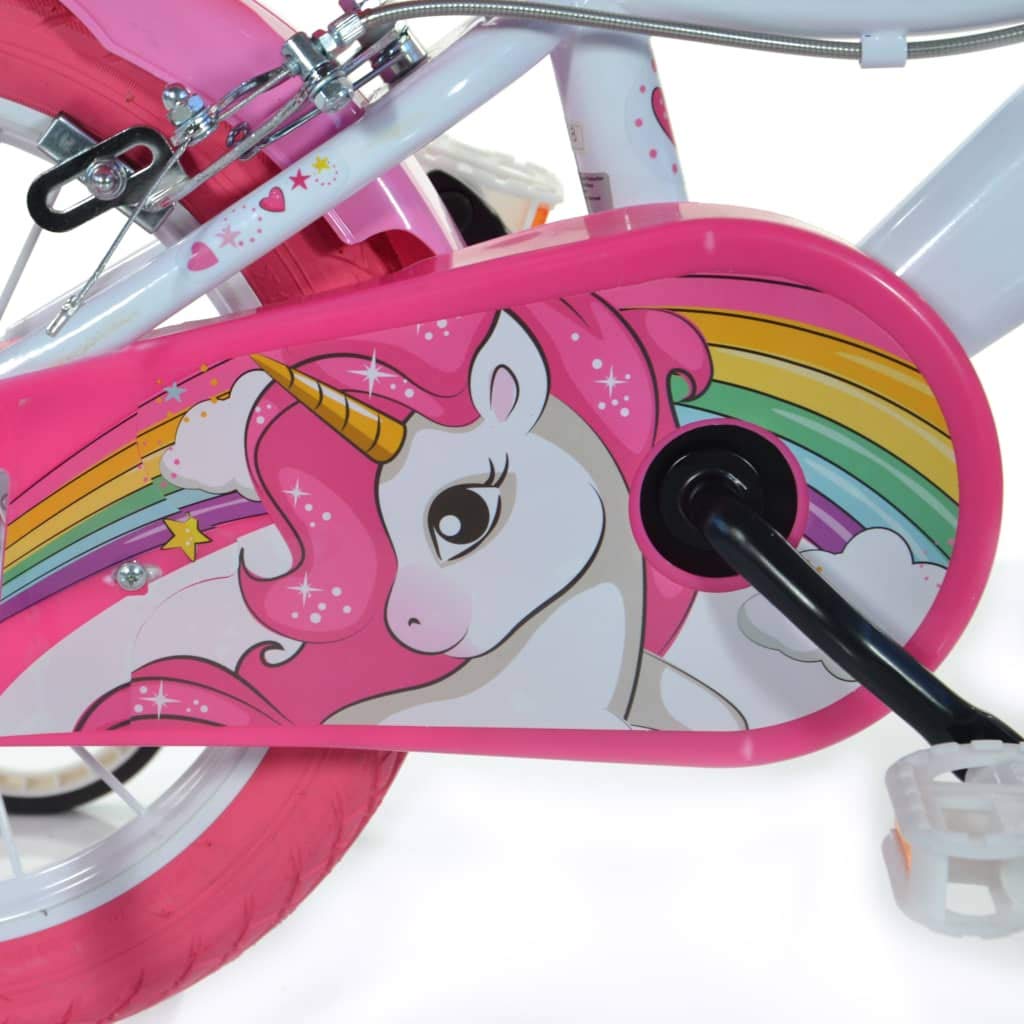 Dino Bikes 144R-UN Unicorn 14" Bicycle 14'', White & Pink