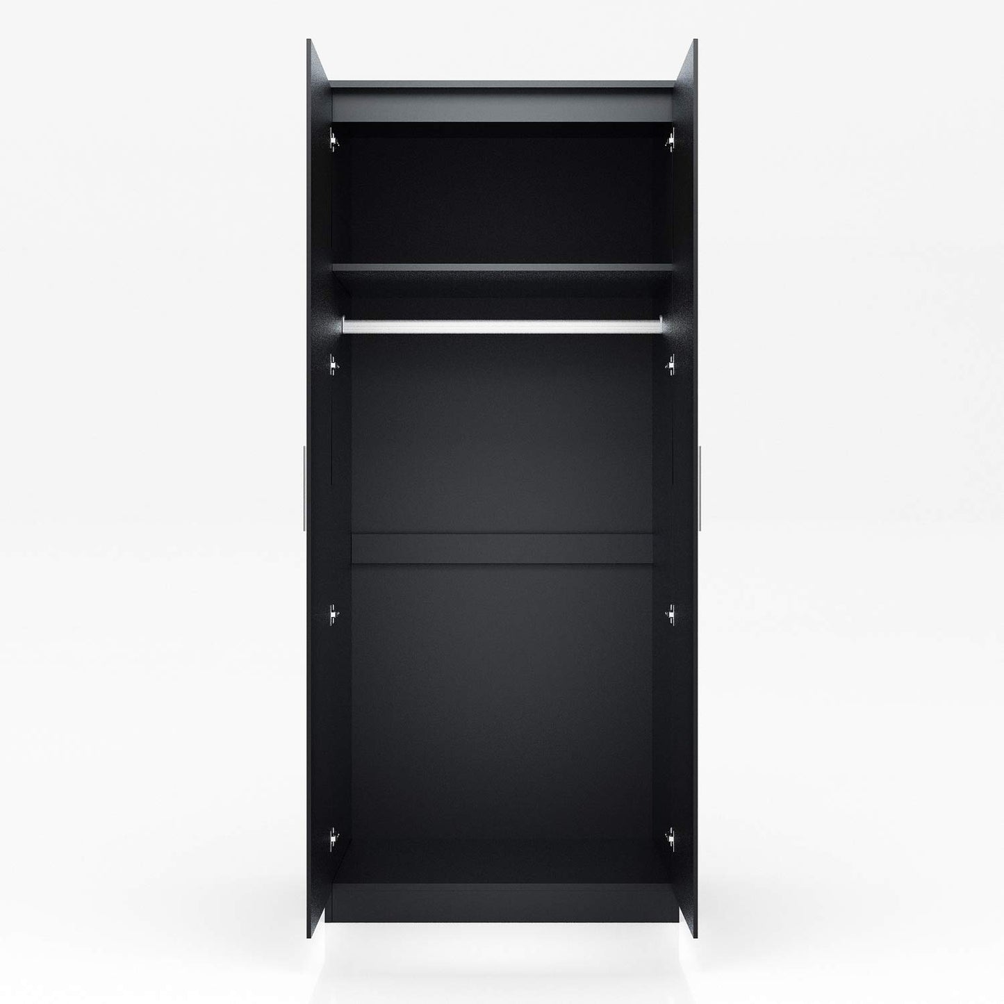 ELEGANT 3 Pieces Bedroom Furniture Sets High Gloss Soft Close Wardrobe with Mirror + 4 Storage Drawer Chest of Drawers Bedside Cabinet, Black and Set