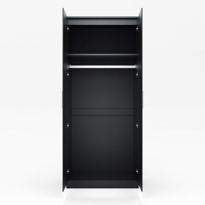 ELEGANT 3 Pieces Bedroom Furniture Sets High Gloss Soft Close Wardrobe with Mirror + 4 Storage Drawer Chest of Drawers Bedside Cabinet, Black and Set