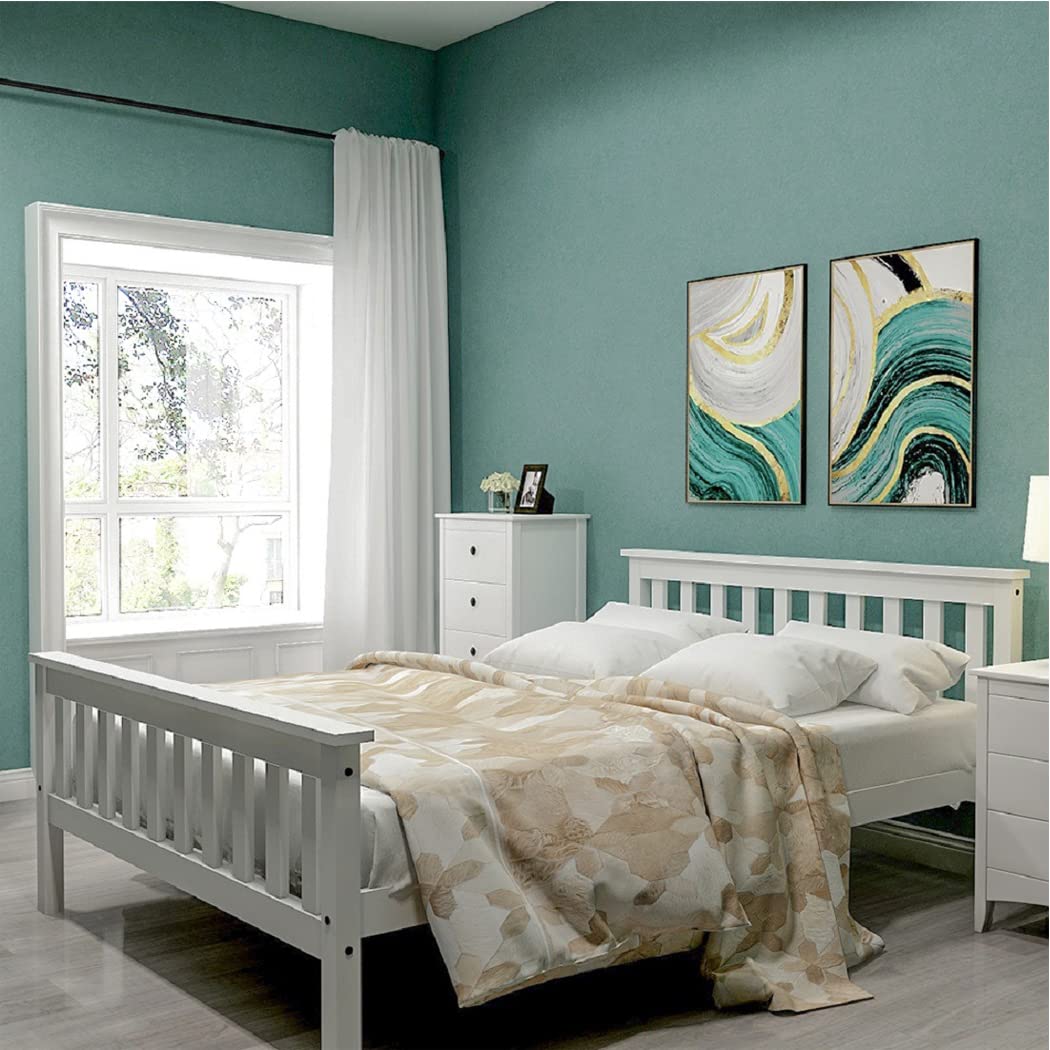 White 4ft Small Double Wooden Bed Frames Pine Solid Strong Wood Furniture (Small Double 4ft Bed Frame only)
