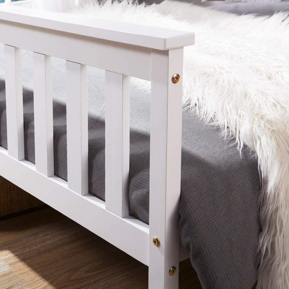 White 4ft Small Double Wooden Bed Frames Pine Solid Strong Wood Furniture (Small Double 4ft Bed Frame only)