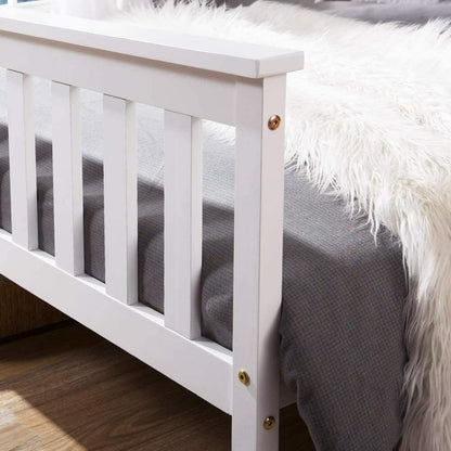 White 4ft Small Double Wooden Bed Frames Pine Solid Strong Wood Furniture (Small Double 4ft Bed Frame only)
