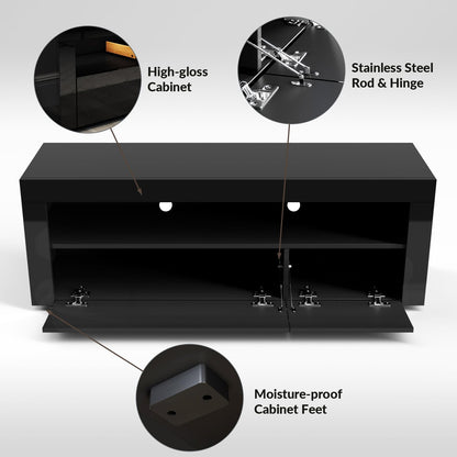 ELEGANT 1200mm LED TV Cabinet Modern White Gloss TV Stand with Ambient Lights for Living Room and Bedroom with Storage Furniture for 32 40 43 50 inch 4k TV