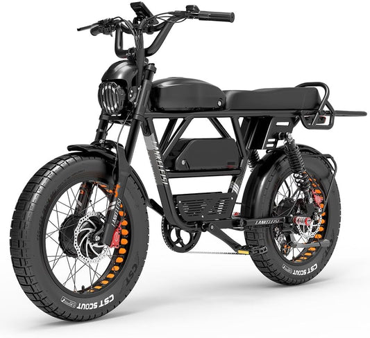 LANKELEISI X-BLACK KNIGHT dual motor electric bicycle, 20 * 4 tires, 7 speeds, 20AH+25AH dual batteries.