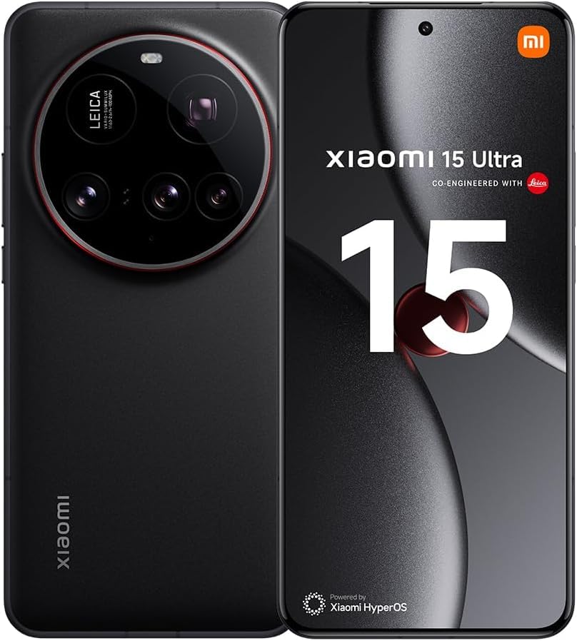 Xiaomi 15 Ultra Smartphone, 16+512GB, Black, 100mm Leica 200MP super telephoto, 5410mAh battery, 90W HyperCharge, HyperAI (No power adapter included)