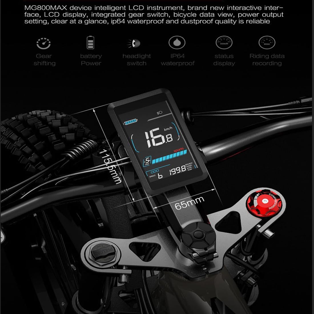 LANKELEISI MG800Max dual motor electric bicycle, 26 * 4 tires, 7 speeds, dual suspension, 20AH battery.