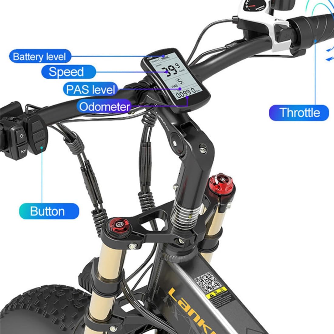 LANKELEISI X3000Plus folding electric mountain bike, 20 * 4 tires, 17.5AH battery, full shock absorption.