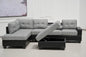 Western Grey Fabric Corner Sofa suite With Drop Down Cup Holder And Ottoman for livingrooms -Cheap sofas & couches-3020 (Grey Fabric, Right Hand Side)
