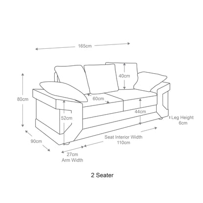 New Large Dino Black and Grey 3 Seater sofa (Black and Grey, 3 Seater)