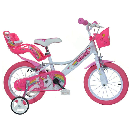 Dino Bikes 144R-UN Unicorn 14" Bicycle 14'', White & Pink