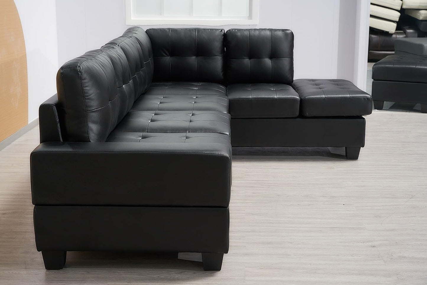 Western Grey Fabric Corner Sofa suite With Drop Down Cup Holder And Ottoman for livingrooms -Cheap sofas & couches-3020 (Grey Fabric, Right Hand Side)