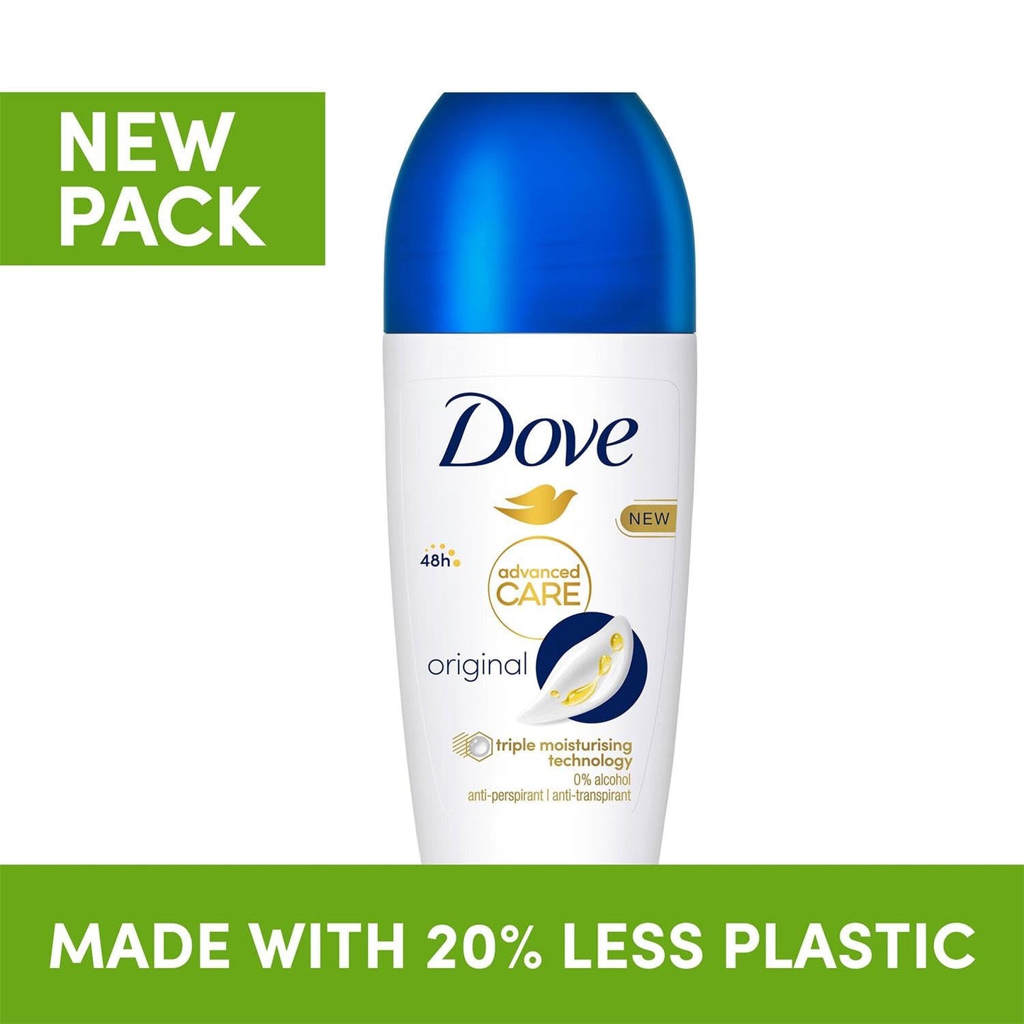 Dove Advanced Care Original Anti-perspirant Deodorant pack of 6 with Triple Moisturising technology roll-on for 48 hours of protection 50 ml