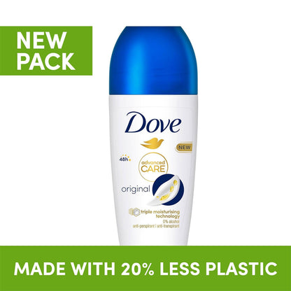 Dove Advanced Care Original Anti-perspirant Deodorant pack of 6 with Triple Moisturising technology roll-on for 48 hours of protection 50 ml