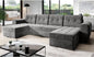 Moderno Bari Living Room Sofa with Sleep Function, Couch, U-Shaped Sofa Bed with Bed Box, Corner Sofa Bed, Modern Living Room Furniture, Corner Couch, Velour Fabric, Quilted Sofa, Grey