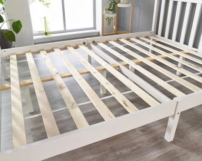 White 4ft Small Double Wooden Bed Frames Pine Solid Strong Wood Furniture (Small Double 4ft Bed Frame only)