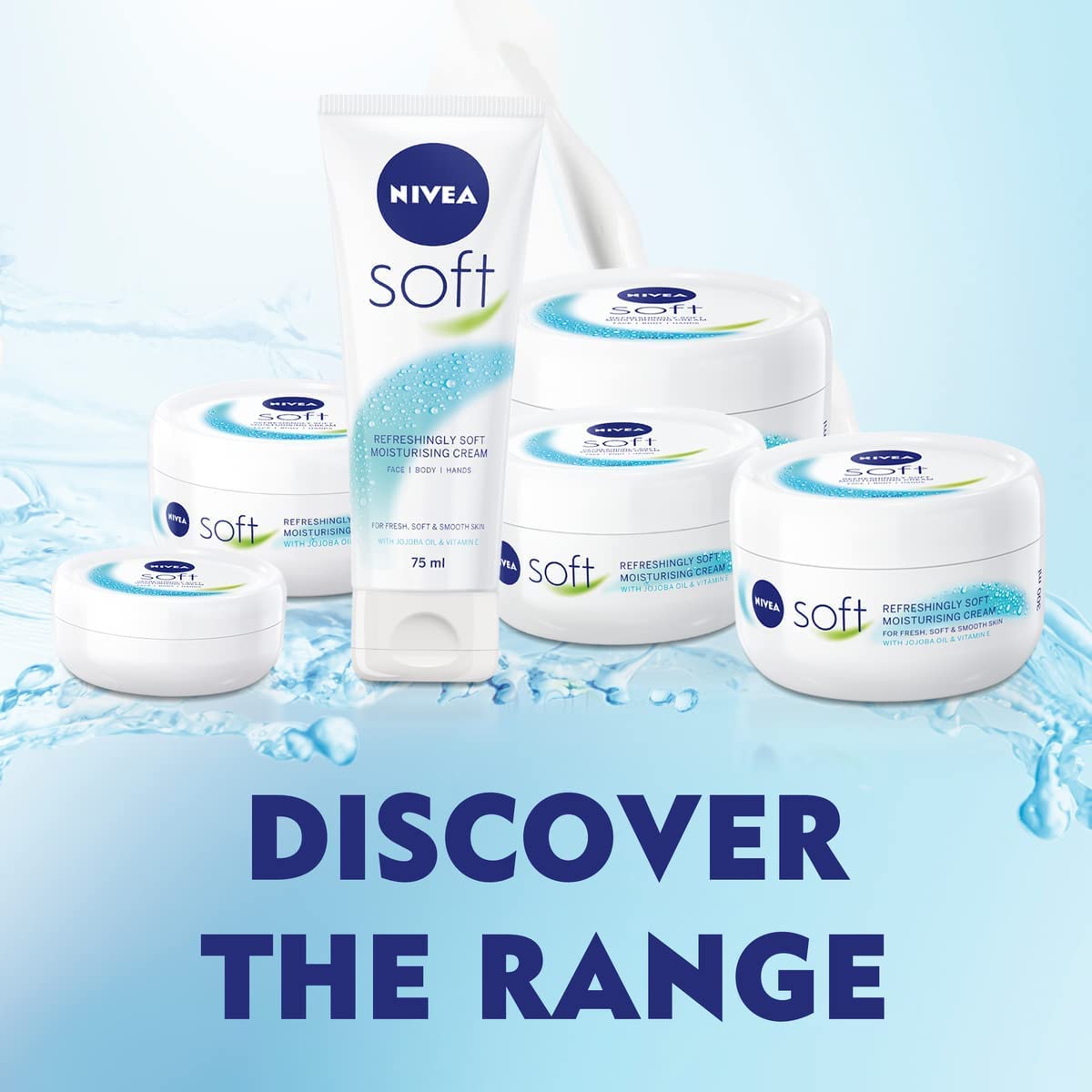 NIVEA Soft Moisturising Cream (500ml), A Moisturising Cream for Face, Body and Hands with Vitamin E and Jojoba Oil, Hand Cream Moisturises Deeply, All-Purpose Day Cream, 500 ml (Pack of 1) white