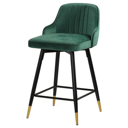 Bekrvio Upgraded Velvet Bar Stools Set of 2 – 360° Swivel Bar Chairs with Back & Footrest, Modern Kitchen Island Breakfast Stools, Support 150kg – New Version, Black
