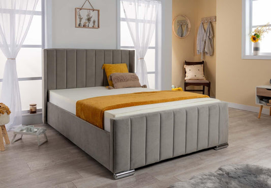 Wing Panel Ottoman Storage Bed (Gas Lift), Sleep Factorys Madison Steel Plush Velvet Upholstered Bed Frame - 6ft Super King (180 x 200 cm)