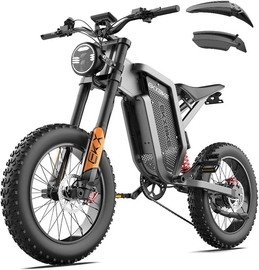 Vikzche Q EKX X21 Electric Mountain Bike, 48V 35Ah Battery, 20×4.0'' MTB Tires, Hydraulic Disc Brake, Range 100km-120km, Full Suspension, LCD Display, Dirt Bike, Electric Motorcycle