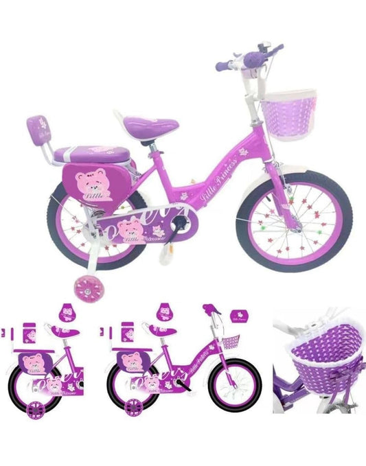 Girls Bike Purple, 12/14/16/18/20 Inch, Kids Bike, Purple Children's Bicycle, Kids Bicycle, Child Road Bike, Adjustable Bike 2-12 Years Old, Training Wheel, Stabilisers, Basket, Tool Kit