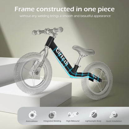 Hello-5ive 12" Balance Bike for 2, 3, 4, 5 Year Old Boys and Girls, Lightweight Nylon Frame Toddler Training Bike No Pedal Bikes for Kids with Adjustable Seat and Air Tires