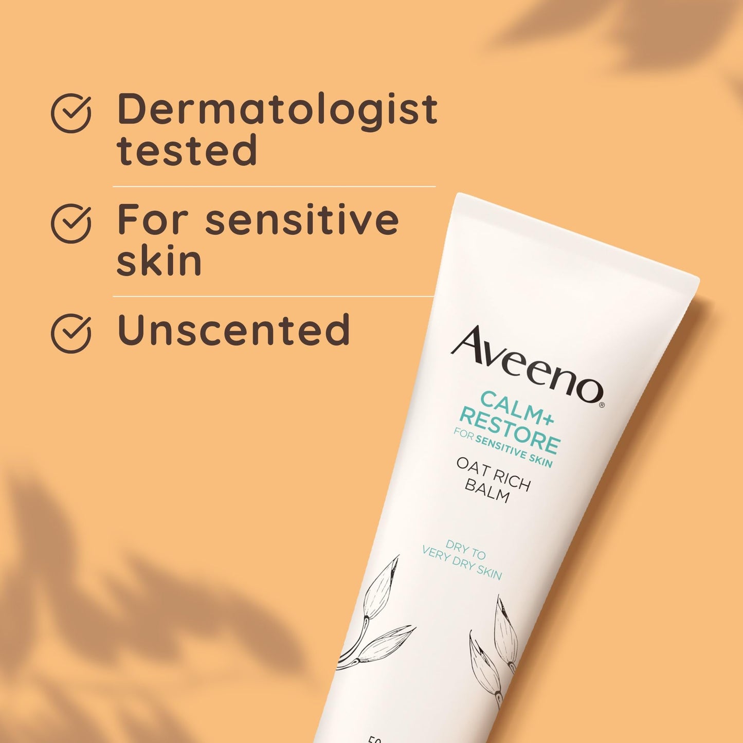 Aveeno Face Calm+Restore Rich Oat Moisturising Balm (1x 50ml), 24-Hour Hydration Face Moisturiser with Triple Oat Complex, Face Care Soothes and Hydrates Irritated, Very Dry, and Sensitive Skin