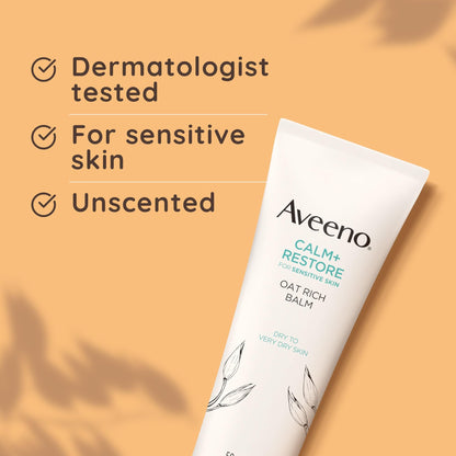 Aveeno Face Calm+Restore Rich Oat Moisturising Balm (1x 50ml), 24-Hour Hydration Face Moisturiser with Triple Oat Complex, Face Care Soothes and Hydrates Irritated, Very Dry, and Sensitive Skin