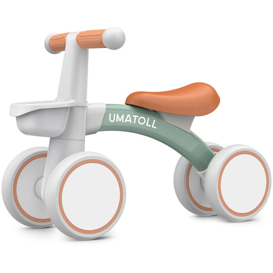 Umatoll Baby Balance Bike for 1 Year Old Boys Girls, 12-24 Months Toddler Balance Bike with Removable Basket, Adjustable Seat, 4 Wheels Infant Bike, First Birthday Gift