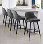 Bekrvio Upgraded Velvet Bar Stools Set of 2 – 360° Swivel Bar Chairs with Back & Footrest, Modern Kitchen Island Breakfast Stools, Support 150kg – New Version, Black