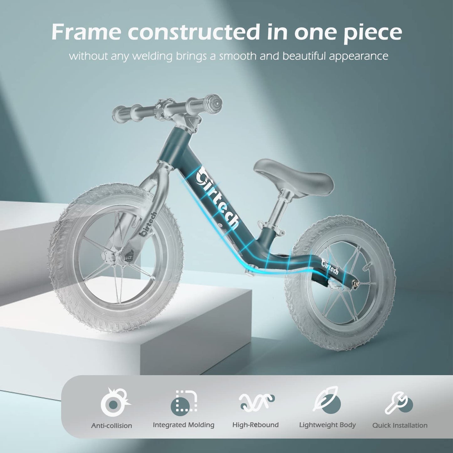 Hello-5ive 12" Balance Bike for 2, 3, 4, 5 Year Old Boys and Girls, Lightweight Nylon Frame Toddler Training Bike No Pedal Bikes for Kids with Adjustable Seat and Air Tires