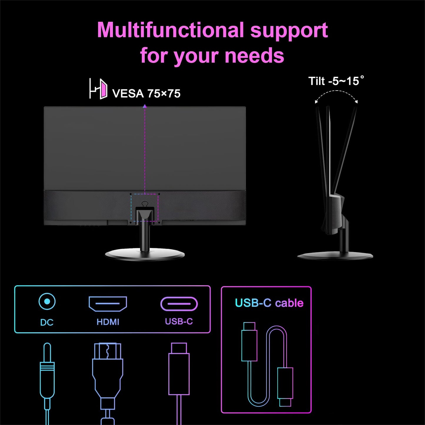 24 inch Curved Gaming Monitor 180Hz, 1ms, 130% sRGB, With Speakers, HDR, FreeSync, 300cd/m², VA, FHD 1080P, Frameless, HDMI1.4 DP1.2 Ports (MFG24C1 HDMI included)