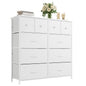 Nicehill Dresser for Bedroom with 10 Drawers, Storage Drawer Organizer, Tall Chest of Drawers for Closet, Clothes, Kids, Baby, Living Room, Wood Board, Fabric Drawers(Black Wood Grain)