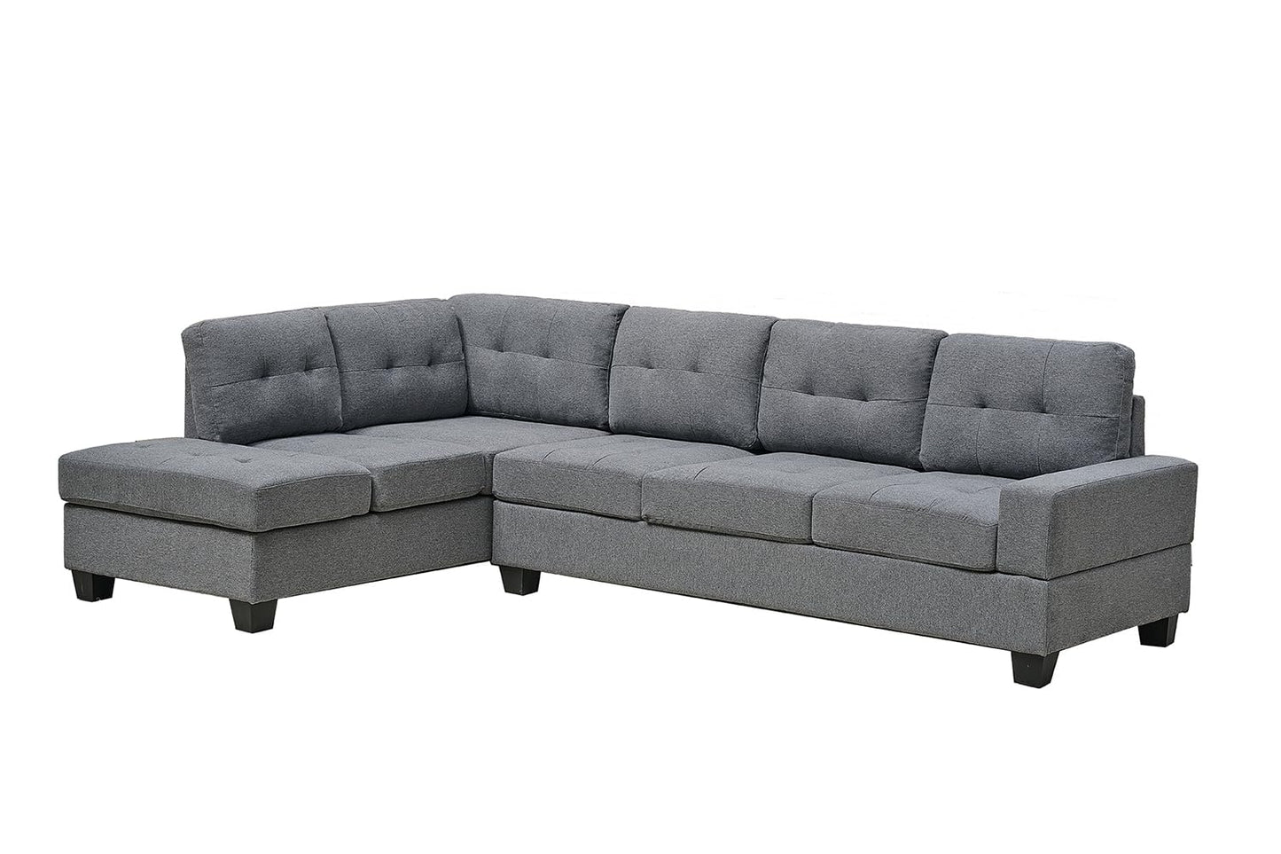 Western Grey Fabric Corner Sofa suite With Drop Down Cup Holder And Ottoman for livingrooms -Cheap sofas & couches-3020 (Grey Fabric, Right Hand Side)