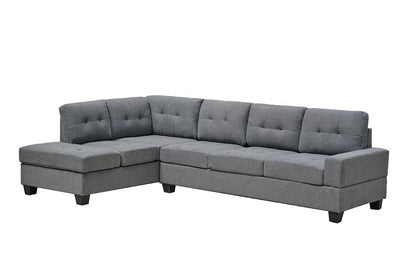 Western Grey Fabric Corner Sofa suite With Drop Down Cup Holder And Ottoman for livingrooms -Cheap sofas & couches-3020 (Grey Fabric, Right Hand Side)