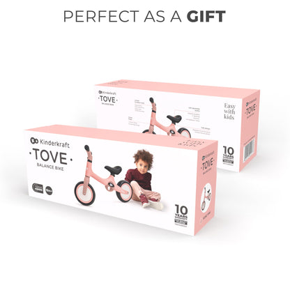 Kinderkraft TOVE Balance Bike, from 1.5 years, light balance bike, children's bike, adjustable seat, easy assembly, limited steering angle, non-slip rubber handles, Mint
