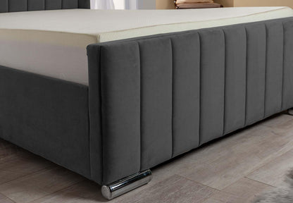 Wing Panel Ottoman Storage Bed (Gas Lift), Sleep Factorys Madison Steel Plush Velvet Upholstered Bed Frame - 6ft Super King (180 x 200 cm)