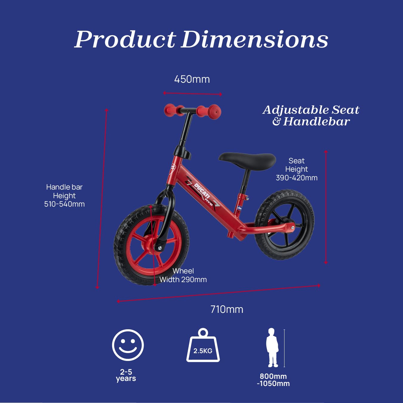 Chicco Red Bullet Toddler Balance Bike 2 to 5 Years Old, No Pedal Walking Girls and Boys Bike. Ideal First Bike, Birthday Gift and Outdoor Toy