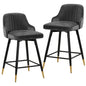 Bekrvio Upgraded Velvet Bar Stools Set of 2 – 360° Swivel Bar Chairs with Back & Footrest, Modern Kitchen Island Breakfast Stools, Support 150kg – New Version, Black