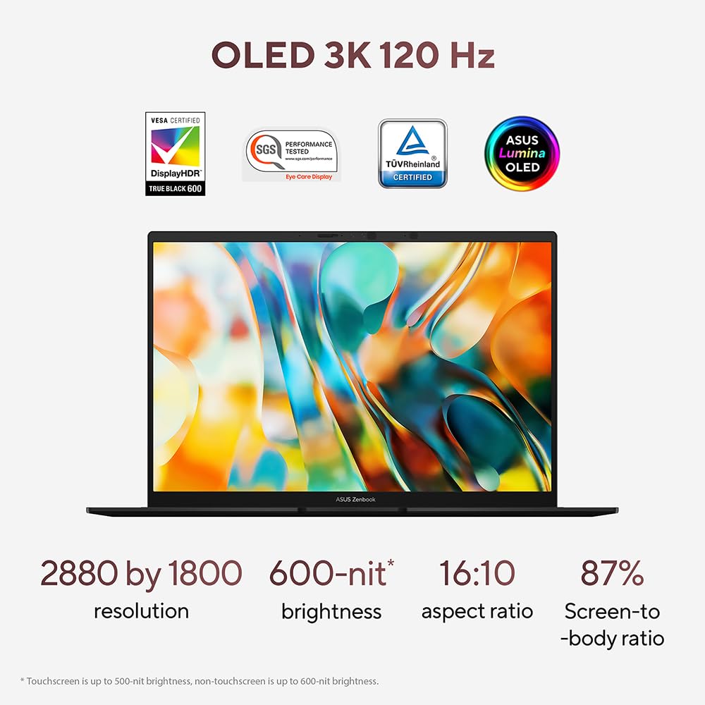 ASUS Zenbook 14 OLED UM3402YA 14.0” 2.8K 400nits 90Hz OLED Laptop (AMD Ryzen 7-7730U, 16GB RAM, 512GB PCIe SSD, Backlit Keyboard, Windows 11 Home)