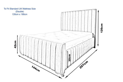 Grey Velvet Ottoman Storage Bed (Gas Lift), Sleep Factorys Ferrera Grey Naples Velvet Modern Bed - 4ft Small Double (120 x 190 cm) with Memory Sprung Mattress