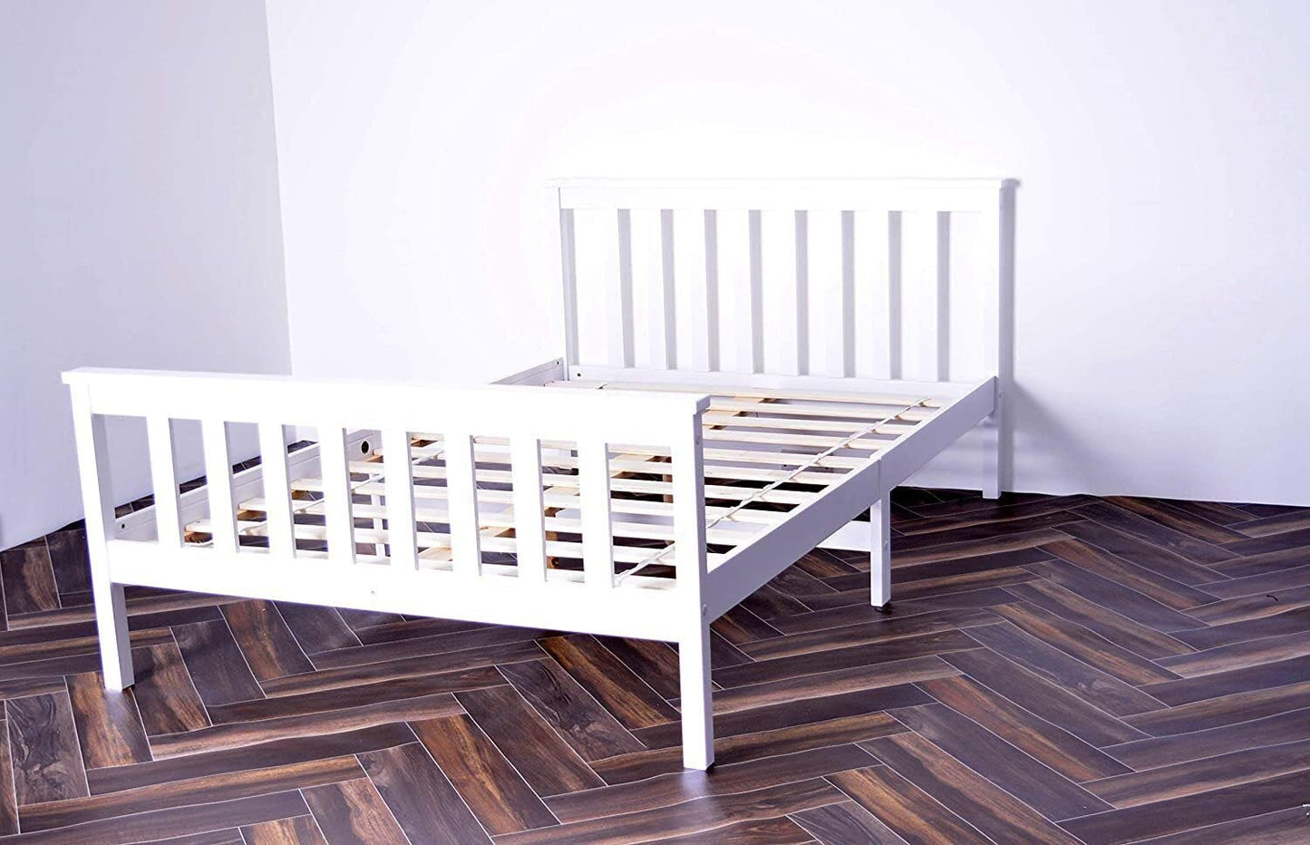 White 4ft Small Double Wooden Bed Frames Pine Solid Strong Wood Furniture (Small Double 4ft Bed Frame only)