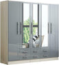 High Gloss Grey 5 Door Wardrobe