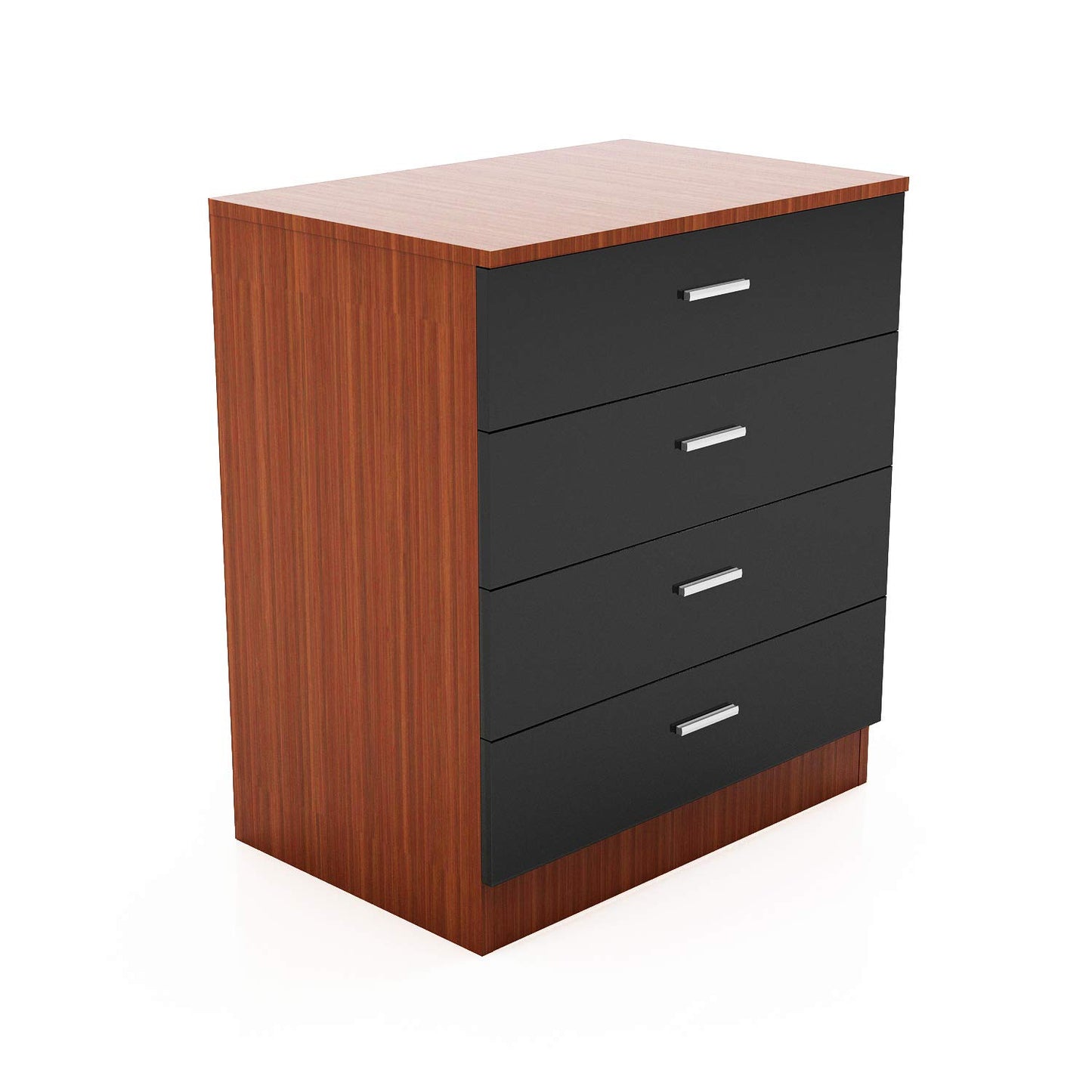 ELEGANT 3 Pieces Bedroom Furniture Sets High Gloss Soft Close Wardrobe with Mirror + 4 Storage Drawer Chest of Drawers Bedside Cabinet, Black and Set