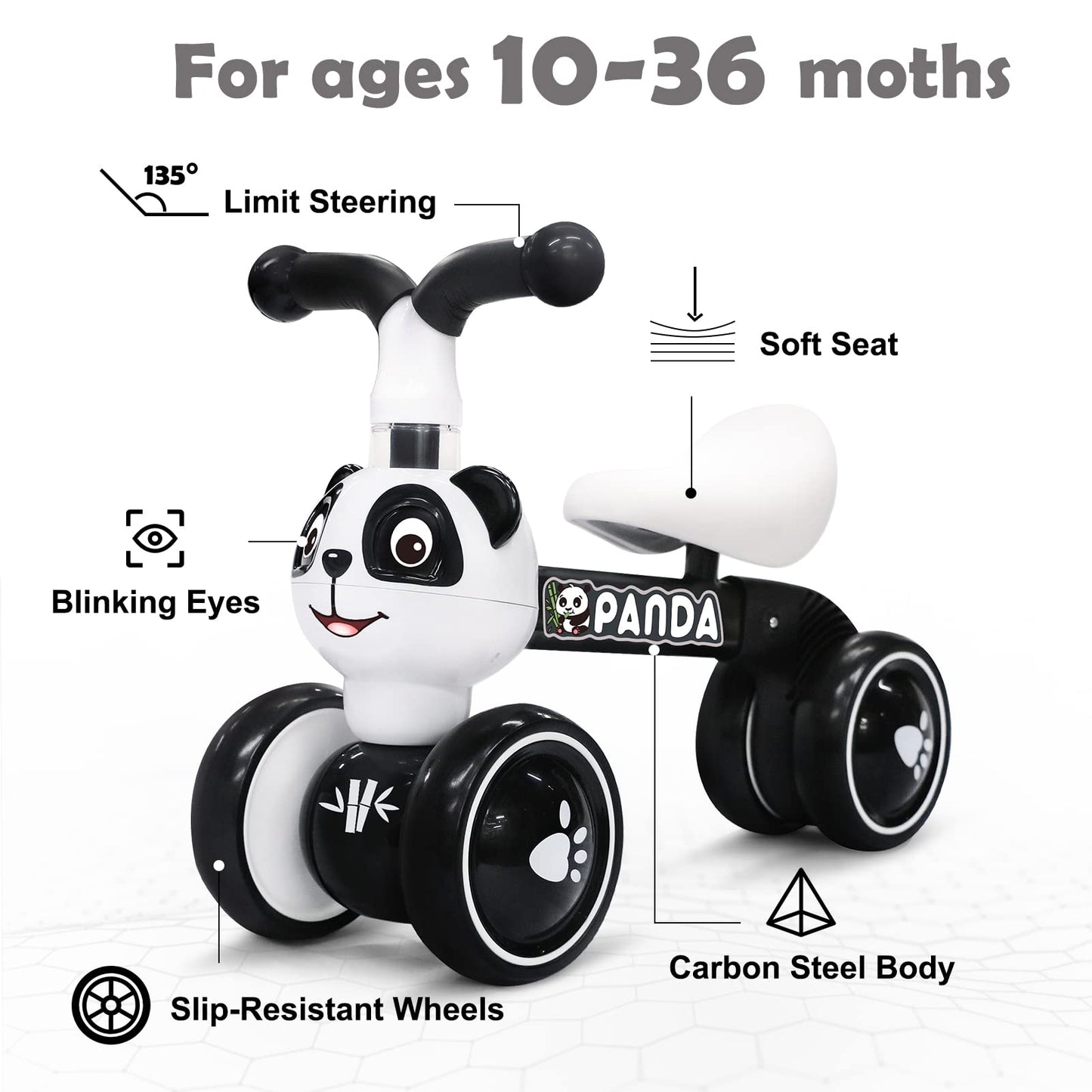XIAPIA Baby Balance Bike 1 2 3 Years Old Boys Girls Toddler Ride on Toys for 1 Year Old Baby Trike Garden toys 1 st Birthday Gift for Girls Boys Bike Walker No Pedals (Panda)