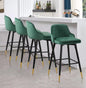 Bekrvio Upgraded Velvet Bar Stools Set of 2 – 360° Swivel Bar Chairs with Back & Footrest, Modern Kitchen Island Breakfast Stools, Support 150kg – New Version, Black