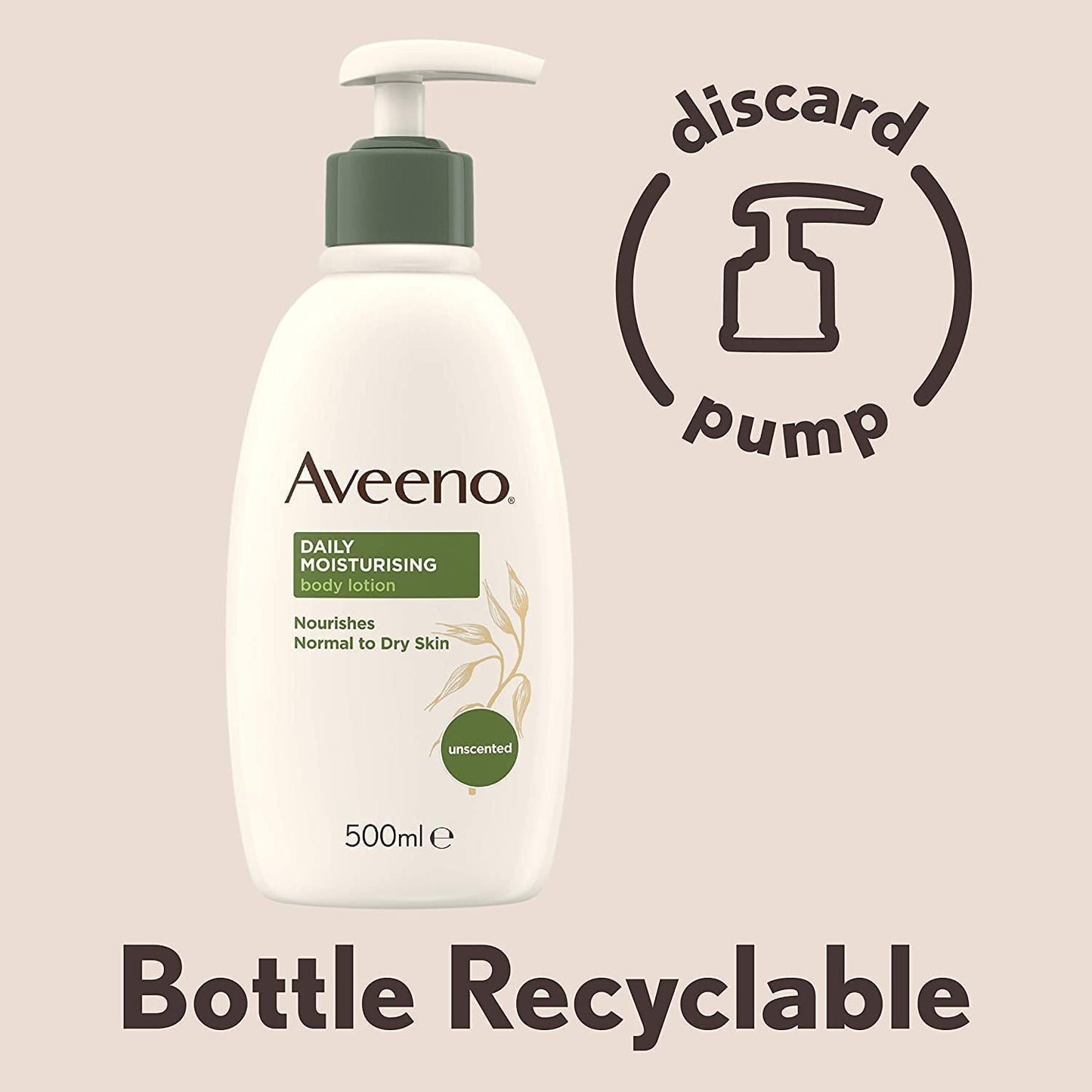 Aveeno Daily Moisturising Body Lotion, With Soothing Oats & Rich Emollients, Suitable For Sensitive Skin, Nourishes and Protects Normal to Dry Skin, Fragrance Free, 500ml