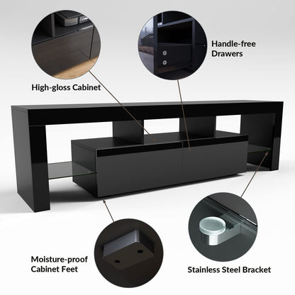 ELEGANT 1200mm LED TV Cabinet Modern White Gloss TV Stand with Ambient Lights for Living Room and Bedroom with Storage Furniture for 32 40 43 50 inch 4k TV