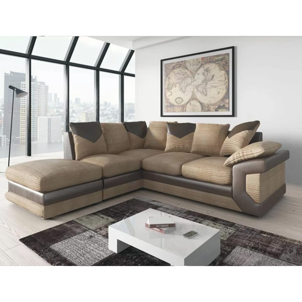 New Large Dino Black and Grey 3 Seater sofa (Black and Grey, 3 Seater)