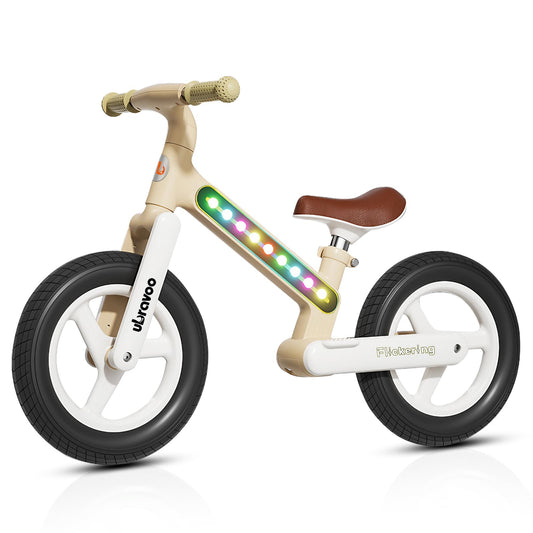 UBRAVOO Children Bike Ages 3 to 7 Years, Lightweight Nylon LED Light-Up Frame Kids' Bikes, No Pedal Beginner Training Kids Bicycle for Girls & Boys