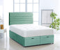 Plush Velvet Ottoman Divan Bed Foot Lift Open With 1000 Pocket Mattress And Horizontal Lined Headboard | Gas Lift Ottoman Storage Divan Bed Set (Silver, 5.0FT King Size)